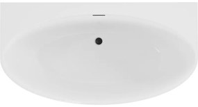 Mexen Bruna, voľne stojaca vaňa ku stene 150 x 82 cm, biela lesklá, čierna matná, 52731508200-70