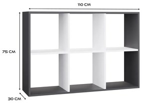 Regál Malax 2x3 110 cm antracit/bílý