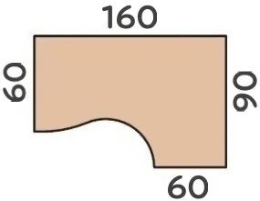 Ergonomický stôl Impress 160 x 90 cm, pravý, javor