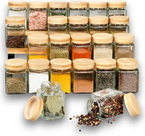 Hranatá korenička s bambusovým viečkom (100 ml) VILDE 5,5 x 5,5 x 7,5 cm