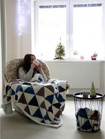 Home Elements Mikroflanelová deka, modrá, trojuholníky