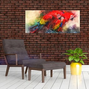 Obraz červených papagájov ara (120x50 cm)