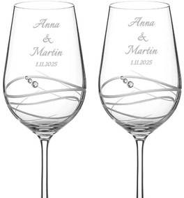 Dekorant Svadobné poháre na biele víno Venezia s kamienkami Swarovski 350 ml 2KS
