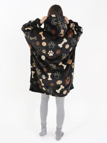 Baránková mikina mikroplyš – Psie labky čiernej veľkosť M