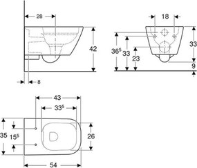 Geberit 500.208.01.1 - Závesné WC Rimfree Smyle Square keramika/biela