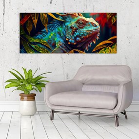 Obraz - Farebný leguán (120x50 cm)