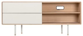 TV stolík z dubového dreva v bielo-prírodnej farbe 150x64 cm Fina – Gazzda