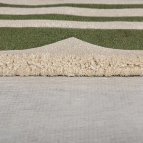 Ručne tkaný vlnený behúň v zeleno-prírodnej farbe 80x230 cm Lois Scallop – Flair Rugs