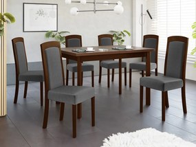 Rozkladací jedálenský stôl so 6 stoličkami - AL26, Morenie: Orech - L, Poťahové látky: Kronos 22