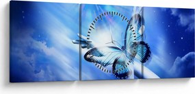 Obraz - Motýľ, symbol nádeje (s hodinami) (90x30 cm)