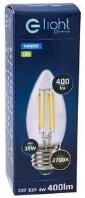 Dekoračná LED žiarovka E27 teplá 2700k 4w 520 lm sviečka