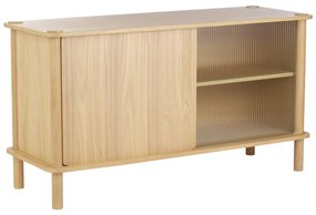 Vitrína z dubového dreva s posuvnými dverami v prírodnej farbe 135x73,5x48 cm Italic – UMAGE