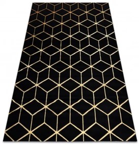 Koberec GLOSS 409C 86 3D kocka glamour - čierny, zlatý