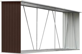 vidaXL Záhradná kôlňa na drevo galvanizovaná oceľ 330x84x152 cm hnedá
