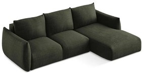 Zelená rozkladacia rohová pohovka (pravý roh/s leňoškou) Leila – Makamii