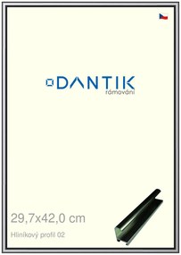 DANTIK rám na obraz 29,7x42 | ALU Šedá leská (Plexi Čiré)