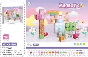 Magnetická stavebnica MAGNETIC Rozprávkové mestečko, 48 dielikov