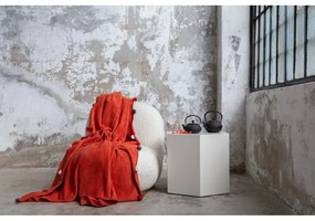 Fleecový pléd v tehlovej farbe 150x200 cm Pom Pom – Mijolnir