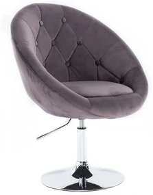 LuxuryForm DESIGN Kreslo VERA VELUR na striebornom tanieri - tmavo šedé