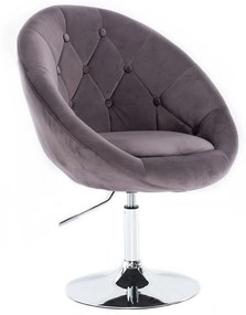 LuxuryForm DESIGN Kreslo VERA VELUR na striebornom tanieri - tmavosivé
