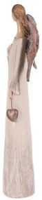 Polyresinový Anjel so srdcom 20 cm, béžovo-medená