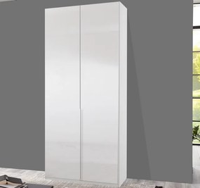 Šatníková skriňa New York D, 90 cm, biela / biely lesk