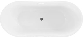 Mexen Montana, voľne stojaca vaňa 180 x 80 cm, biela, brúsený grafit prepad, 52011808000-95