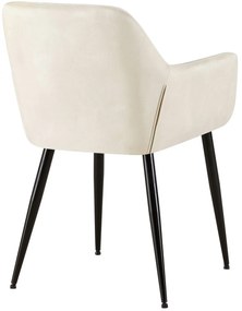 Jedálenská stolička Emia (SET 2 ks) - zamat, kovové nohy čierne - Krémová