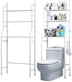 VERK GROUP Polica / regál nad záchod, do kúpeľne, biela, 153 x 45 x25 cm