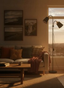 Smart LED ARGUS stojacia čierna lampa na čítanie nastaviteľná 2xE27