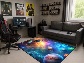 Koberec Galaxia – vesmírny vzor, viacfarebný, protišmykový Rozmer: 100x150 cm