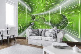 Fototapeta - Zelená ulička s loptičkami (254x184 cm)
