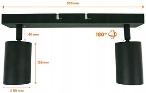 BERGE Stropné bodové svietidlo LED VIKI-X 2x GU10 - čierne