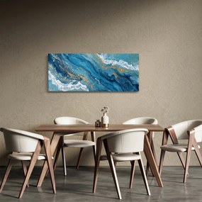 Obraz - Bledomodrý mramor so zlatom II. (120x50 cm)