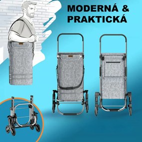 Nákupná taška na kolieskach do schodov COMFORT,50l, šedá Jurhan