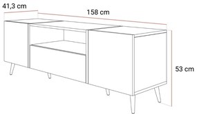 TV STOLÍK SANTINO NA NOŽIČKÁCH KAŠMÍR LESK / ZLATÝ 158 cm