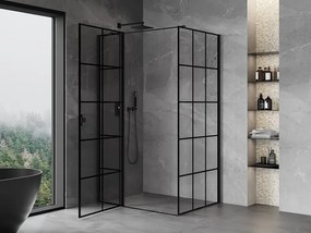 Mexen Mist T, sprchový kút s krídlovými dverami, ľavý, 75 x 85 cm, 8mm číre sklo, čierny profil, 8A4T-075-085-70-77-L