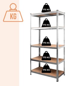 Jurhan Regál s vysokou nosnosťou HEAVY, max 875kg, 90x40x180cm, strieborná
