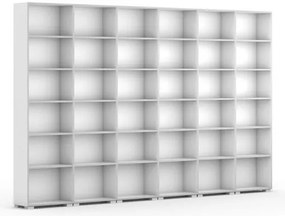 Knižnica SILVER LINE, 6 stĺpcov, 2230 x 3600 x 400 mm, biela