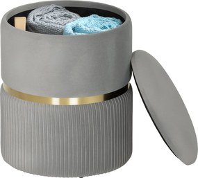 HOMCOM okrúhly zamatový úložný taburet s odnímateľným vekom — 36,1 x 36,1 x 43,9 cm, svetlosivý | Aosom