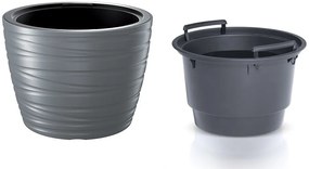 Kvetináč nízky s vložkou MAXE sivý kameň