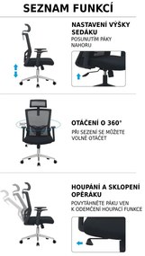 Kancelárska ergonomická stolička Neoseat NOVELO — sieť / látka, čierna, nosnosť 150 kg