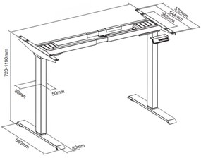 Ergonomický výškovo nastaviteľný stôl, 180x120 cm, 2 motory, L/P, čierna podnož, buk