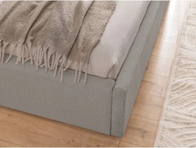 Svetlosivá čalúnená dvojlôžková posteľ s úložným priestorom s roštom 140x200 cm Cille – Ropez