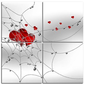 Obraz na plátne - Srdce v striebornej pavučine - štvorec 378D (100x100 cm)