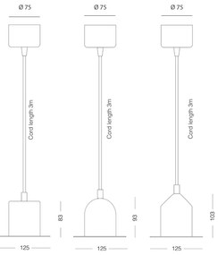 Súprava 3 čiernych závesných svietidiel EMKO Hat