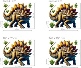 Stegosaurus textilní prelepiteľná nálepka na stenu list 45 x 40 cm