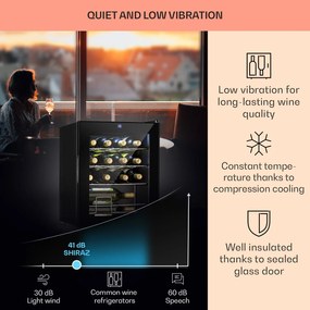 Klarstein Shiraz, vinotéka, 42 l, 131 W, 5-18°C, dotykový ovládací panel, čierna