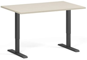 Výškovo nastaviteľný stôl, 120x80 cm, 1 motor, čierna podnož, breza