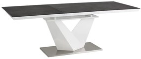 Signal Stôl ALARAS II čierny vzor kameňa / biely lak 120(180)x80